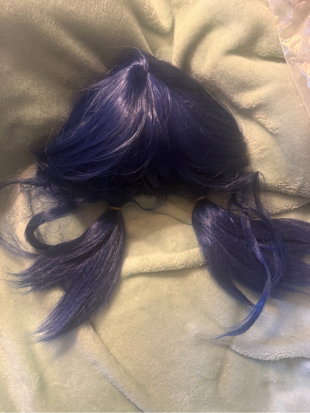 Blue Synthetic Wig with Pigtails - Unbranded